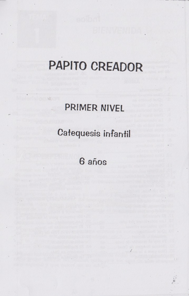 Guía catequista Papito Creador Nivel 1 ( 6 años )