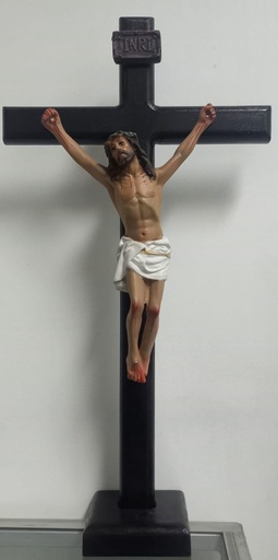 [2.076] Crucifijo Cristo agónico resina 25 cm C- 568  